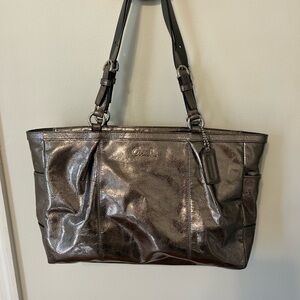 Coach Shimmering Metallic Silver Tote
